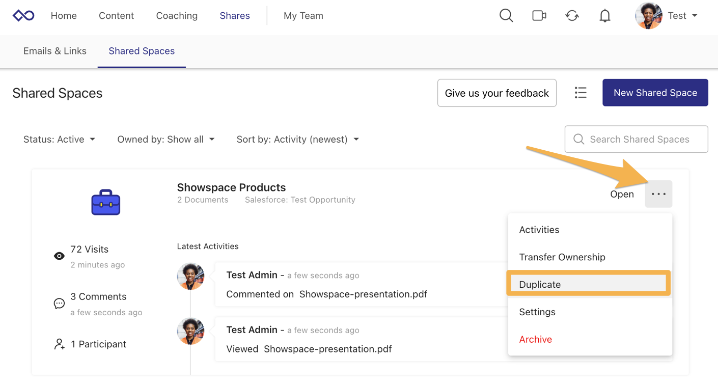 Create and duplicate Shared Spaces – Showpad Help Center