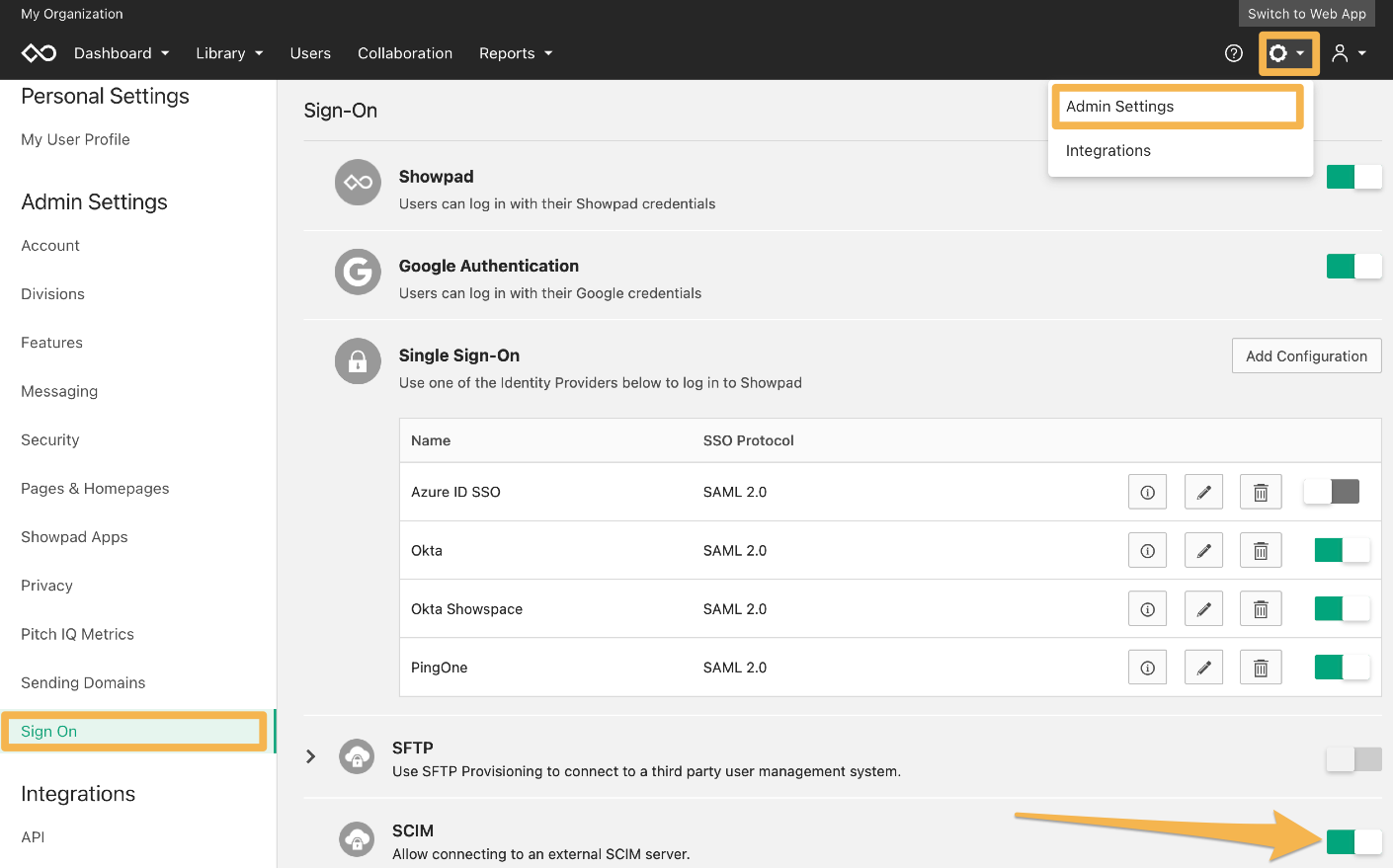 Configure Workspace ONE Access for the Okta SCIM Integration