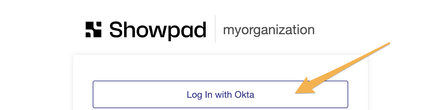 Showpad SSO login screen